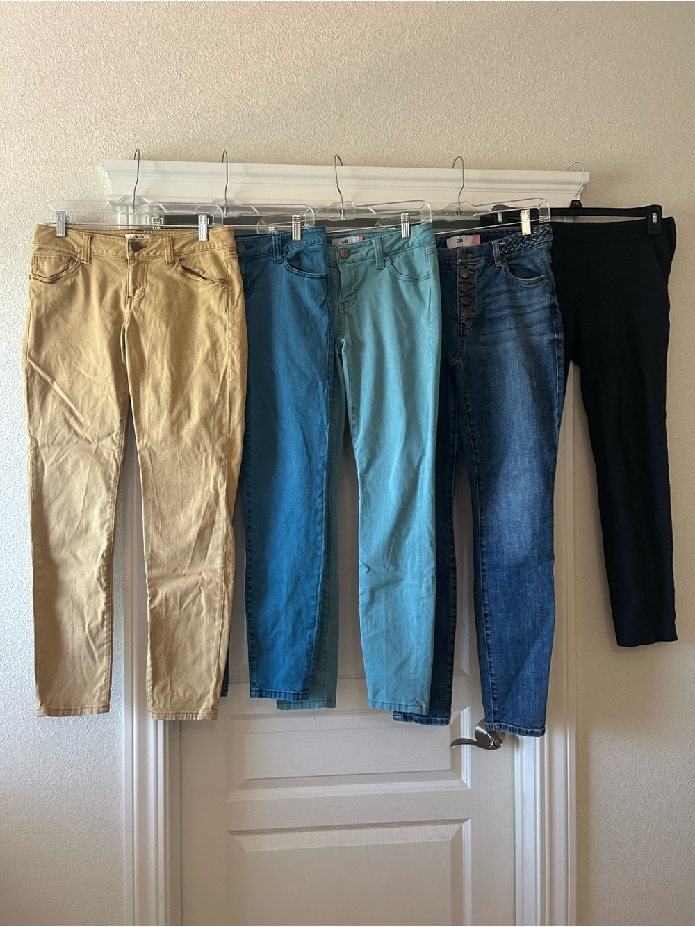 CAbi Women's Pants Bundle — Khaki, Teal, Aqua, Denim & Black